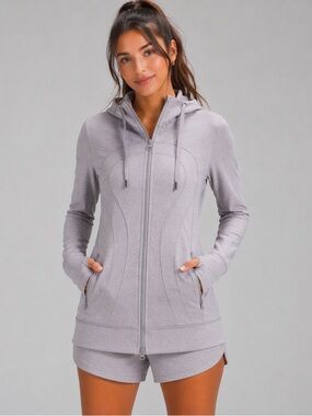 Lululemon stride jacket size 6 purple grey tone full zip hooded long length